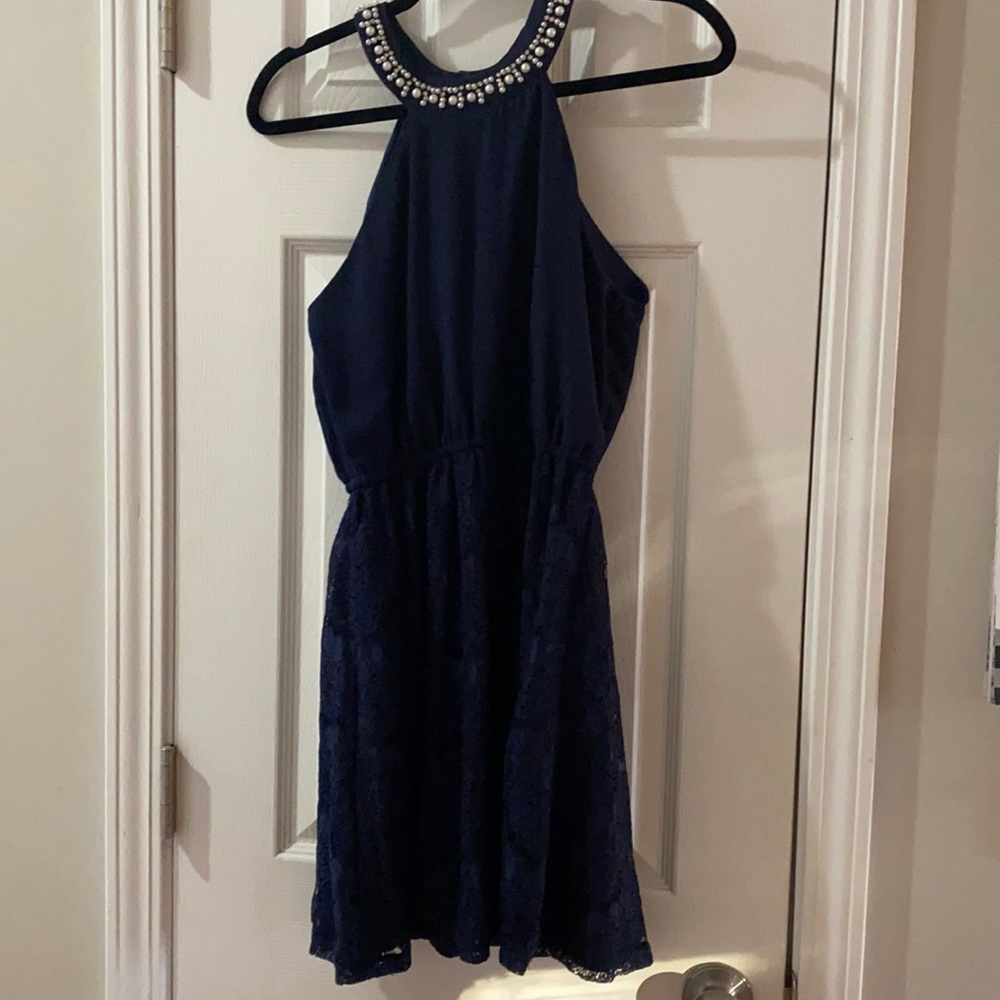 Navy high neck dress size small with tags